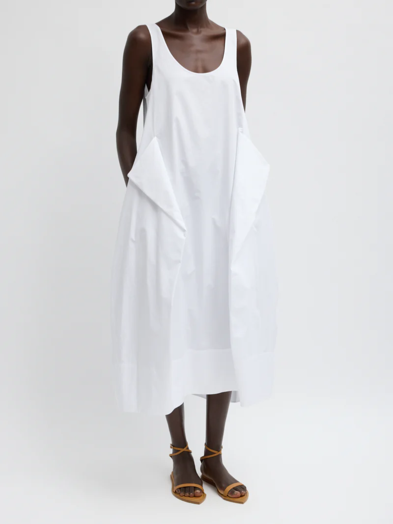 Tibi-Eco Poplin Tank Dress - White-Dresses-Boboli-Vancouver-Canada