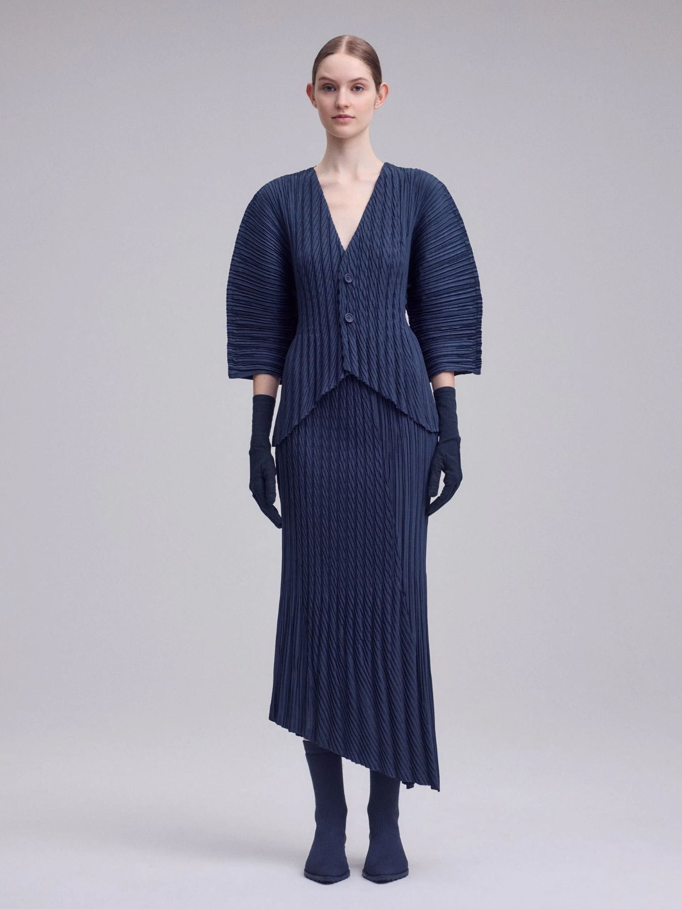 Unfurling Pleats Skirt - Dark Navy