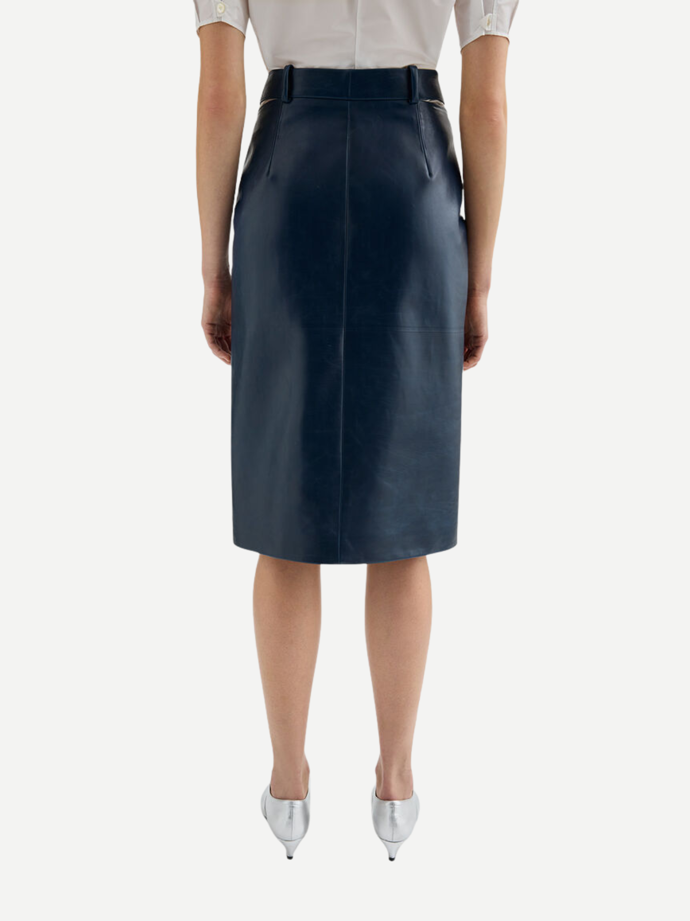 Jil Sander-Soft Waxy Calf Skin Skirt - Marine-Skirt-Boboli-Vancouver-Canada