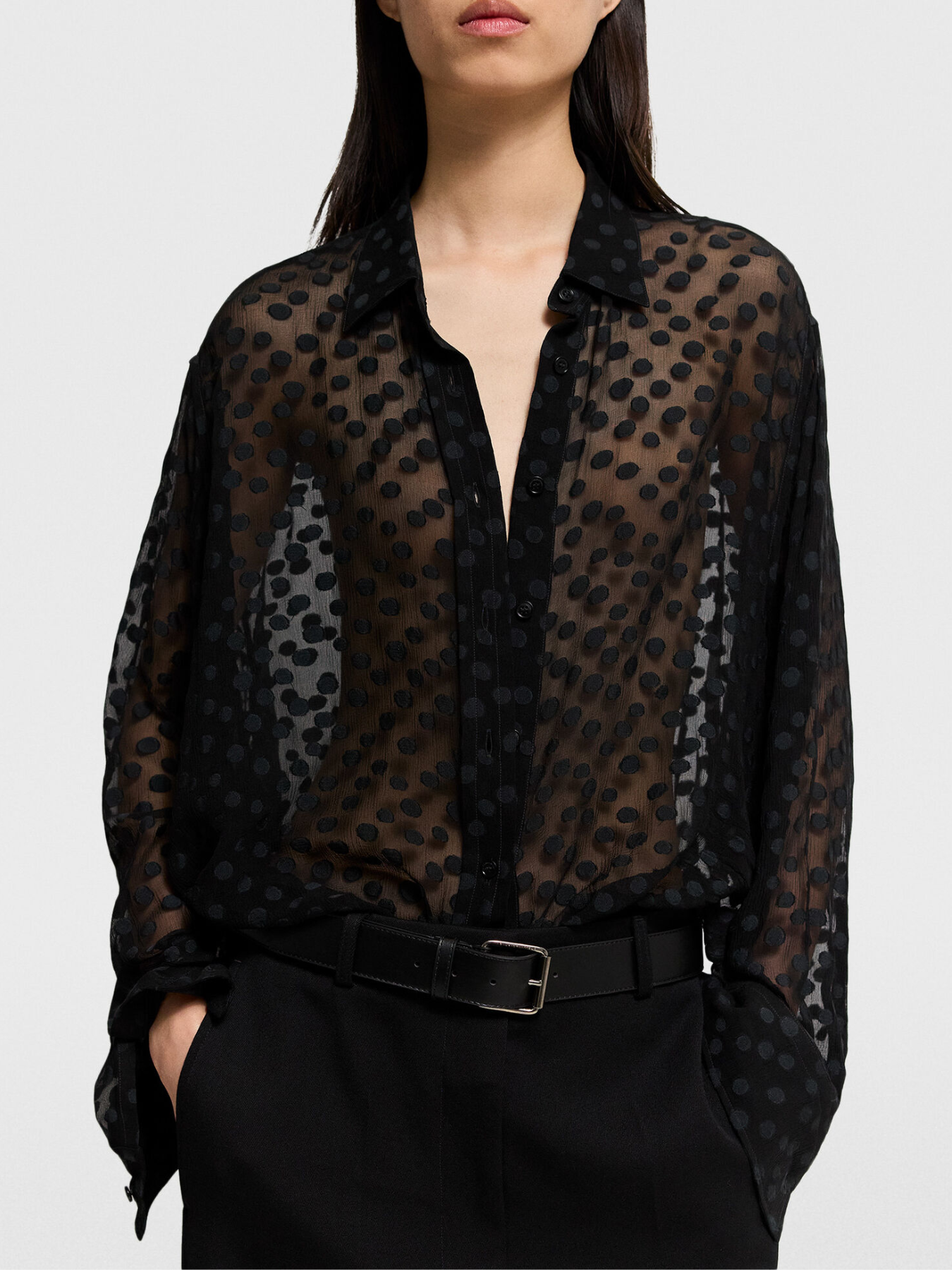 Stella McCartney-Creponne Dots Shirt - Black-Shirts-Boboli-Vancouver-Canada