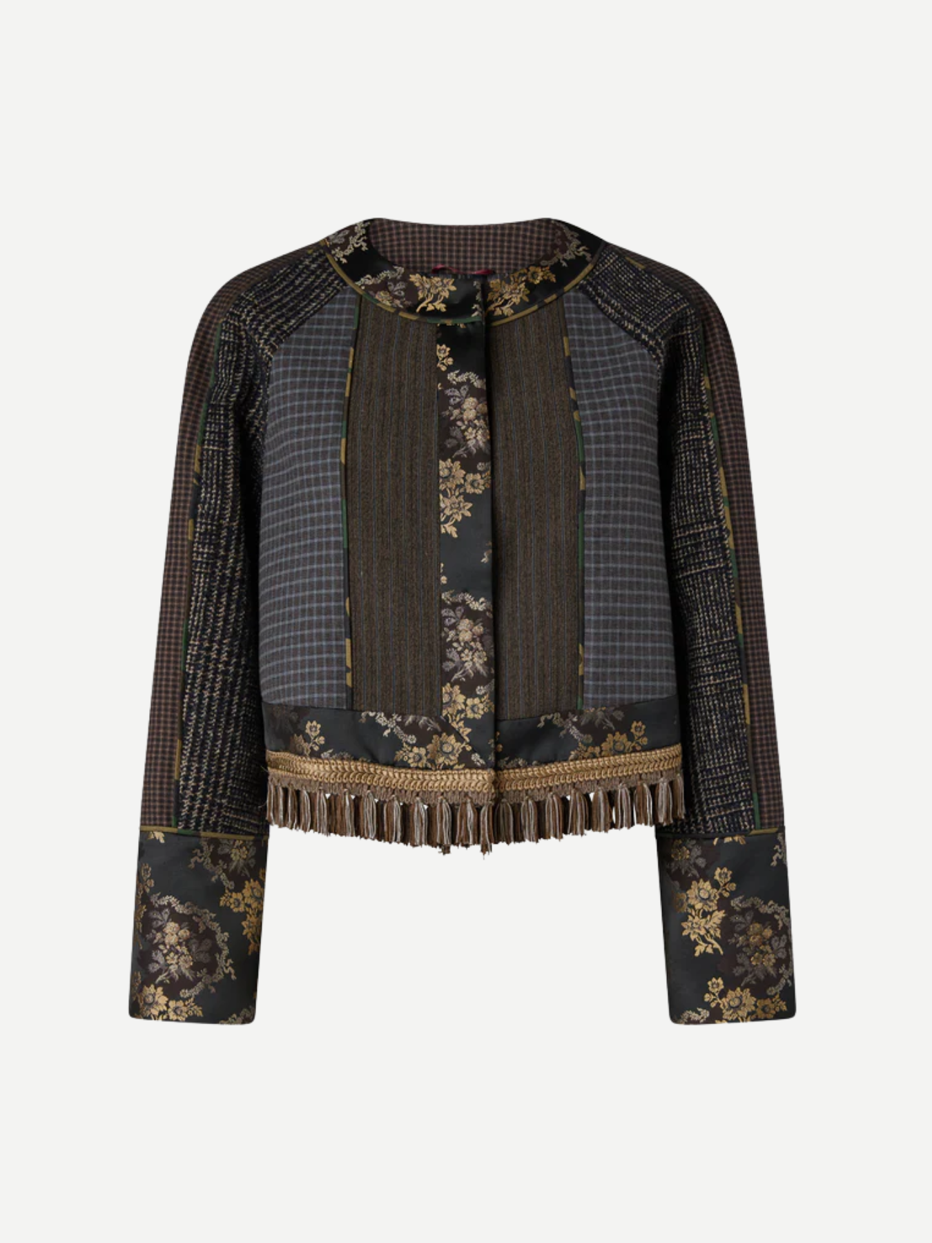 Antonio Marras-Cropped Jacket w/Floral Jacquard Print - Brown/Multi-Jackets-Boboli-Vancouver-Canada