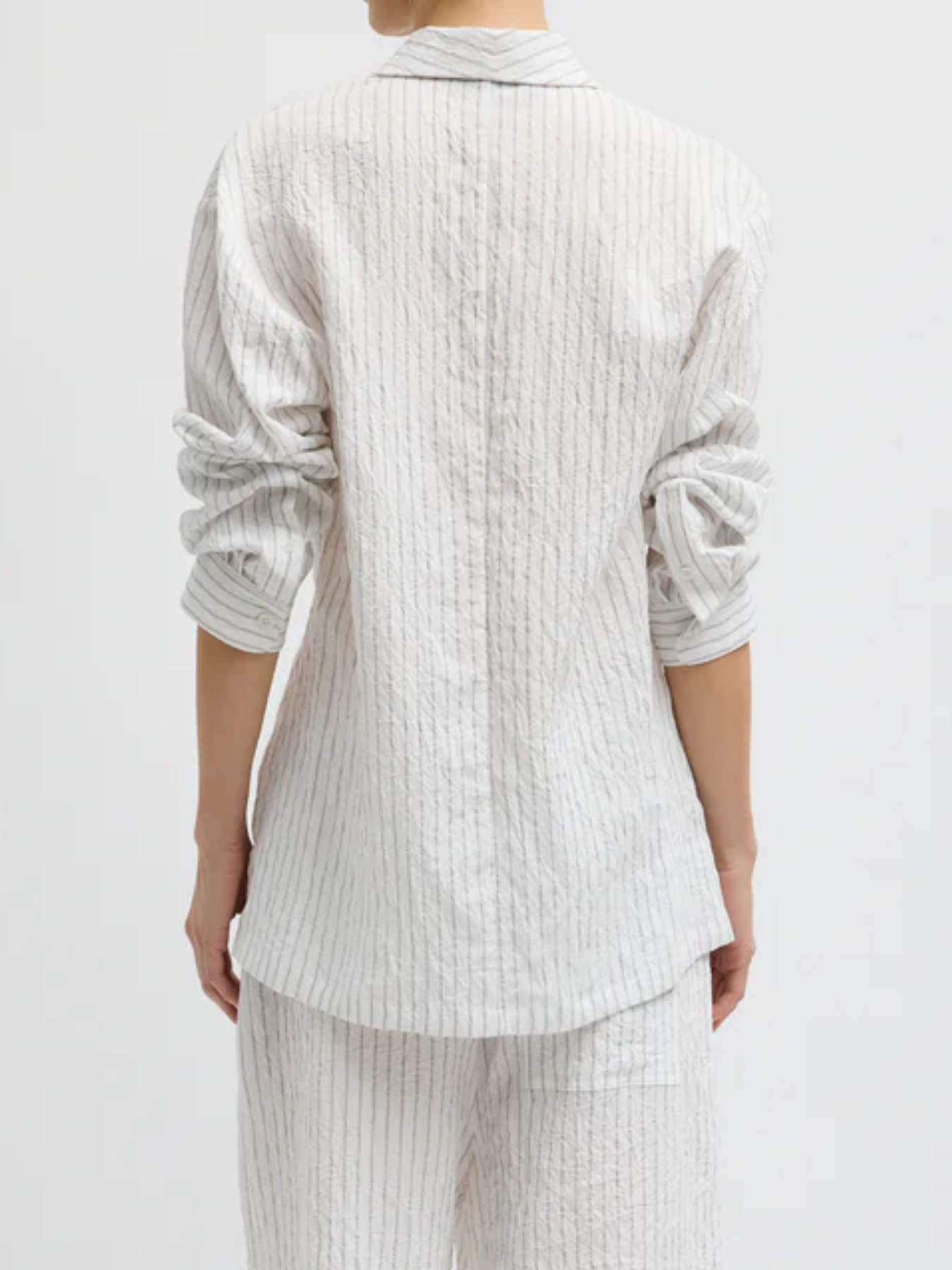 Tibi-Crinkle Stripe Summer Suiting Shawl Collar Jacket - Ivory-Blazers-Boboli-Vancouver-Canada