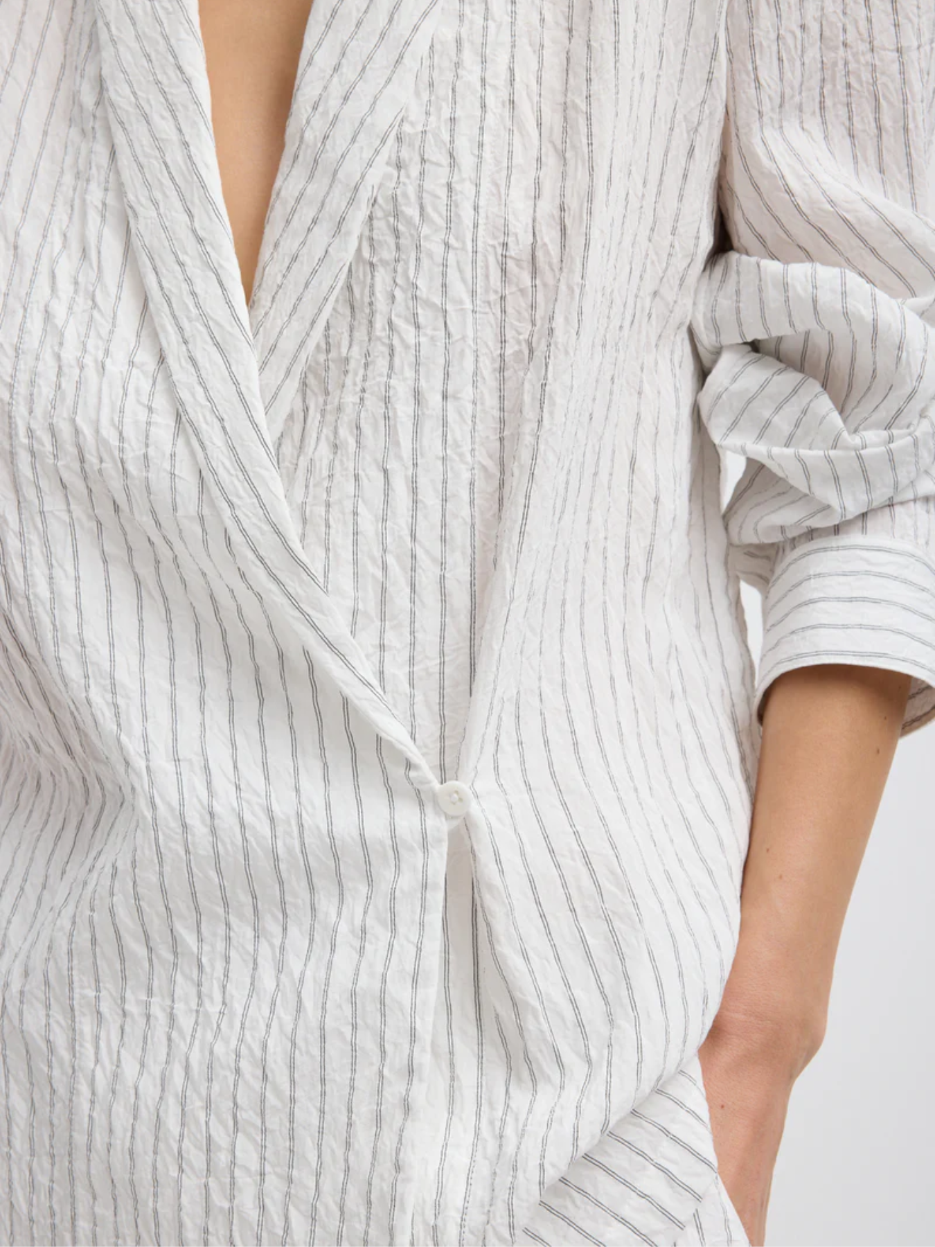 Tibi-Crinkle Stripe Summer Suiting Shawl Collar Jacket - Ivory-Blazers-Boboli-Vancouver-Canada