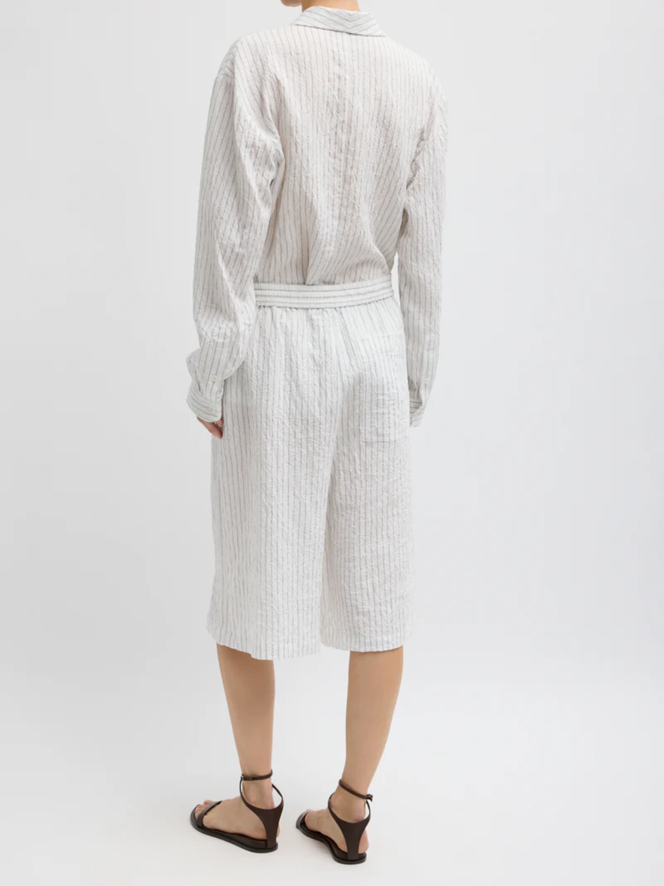 Tibi-Crinkle Stripe Summer Suiting Relaxed Long - Ivory-Pants-Boboli-Vancouver-Canada