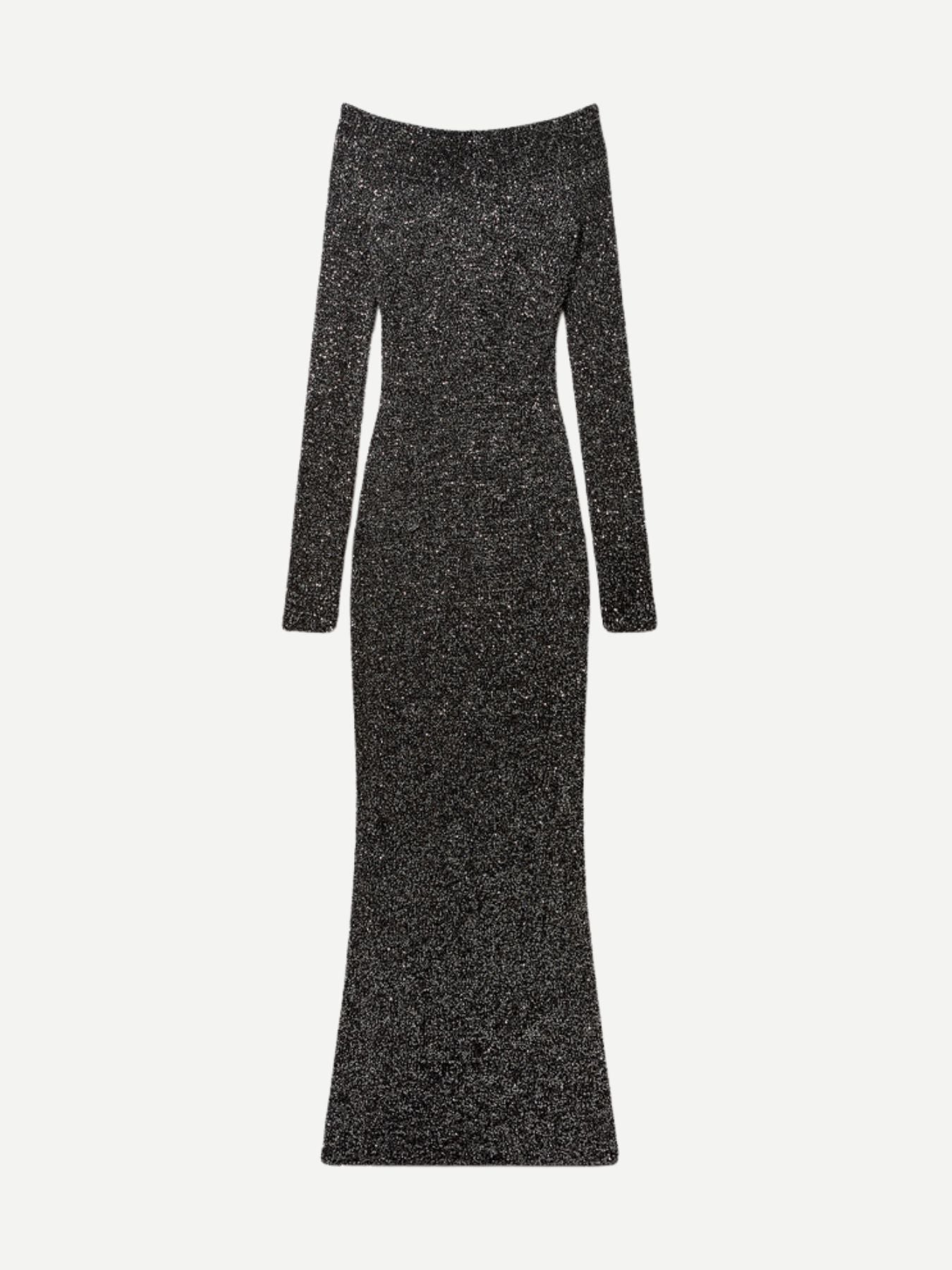Stella McCartney-Soft Touch Knitted Sequins Long Dress - Black-Dresses-Boboli-Vancouver-Canada