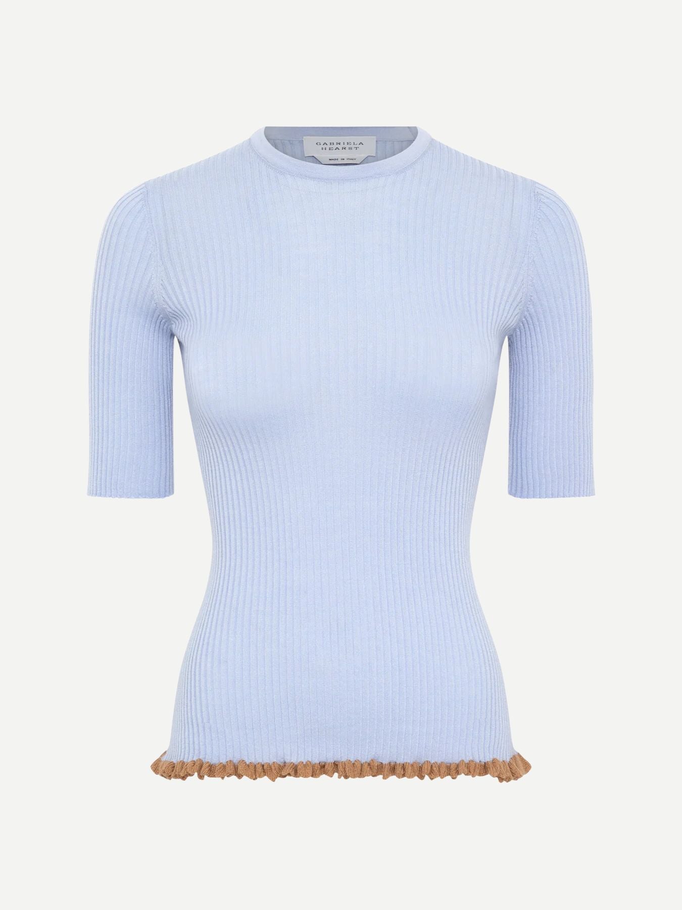 Gabriela Hearst-Wool and Silk Blend S/Sl Ribbed Sweater - Halogen Blue-Sweaters-Boboli-Vancouver-Canada