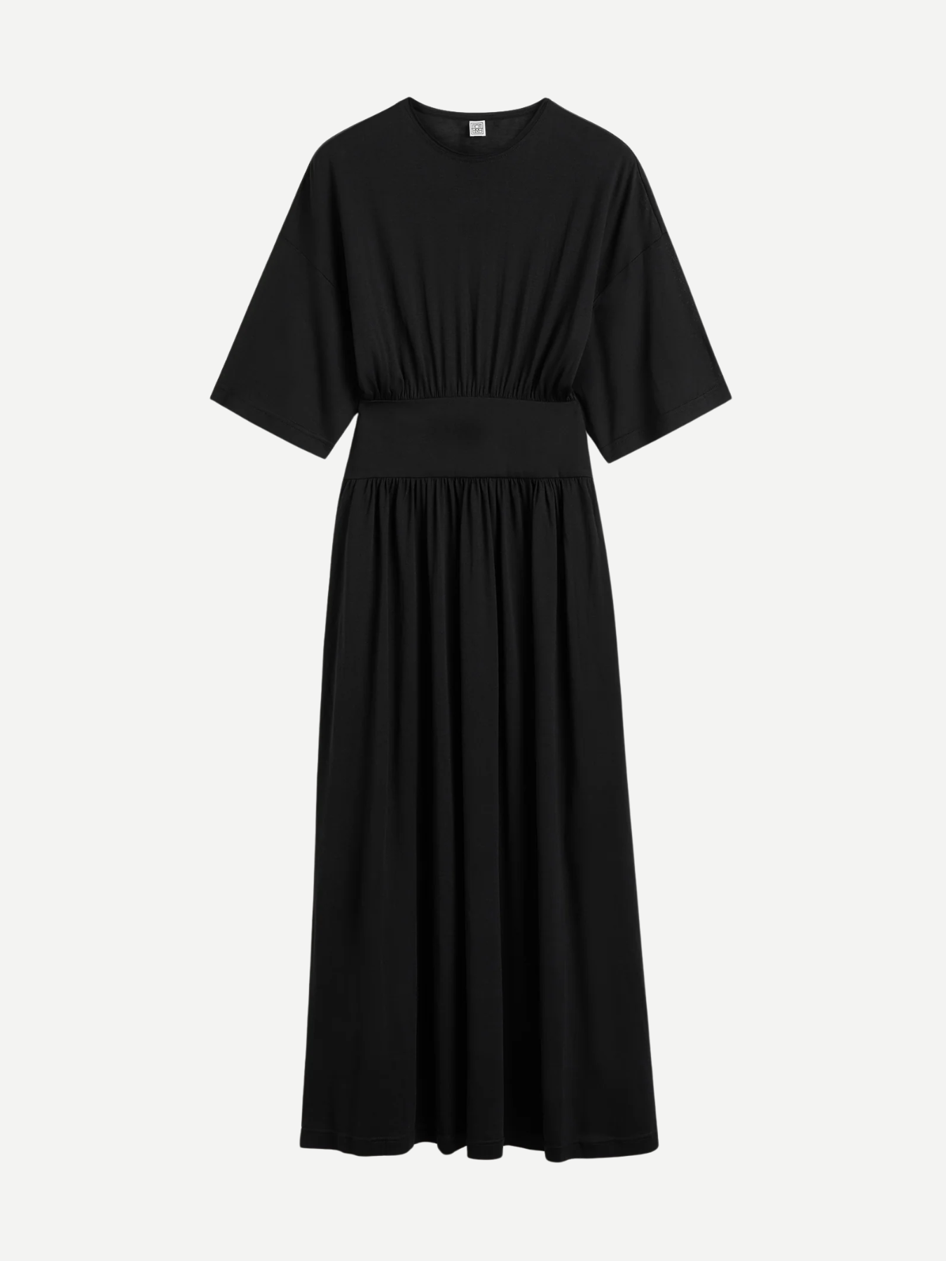 Totême-Cotton Silk Tee Dress - Black-Dresses-Boboli-Vancouver-Canada