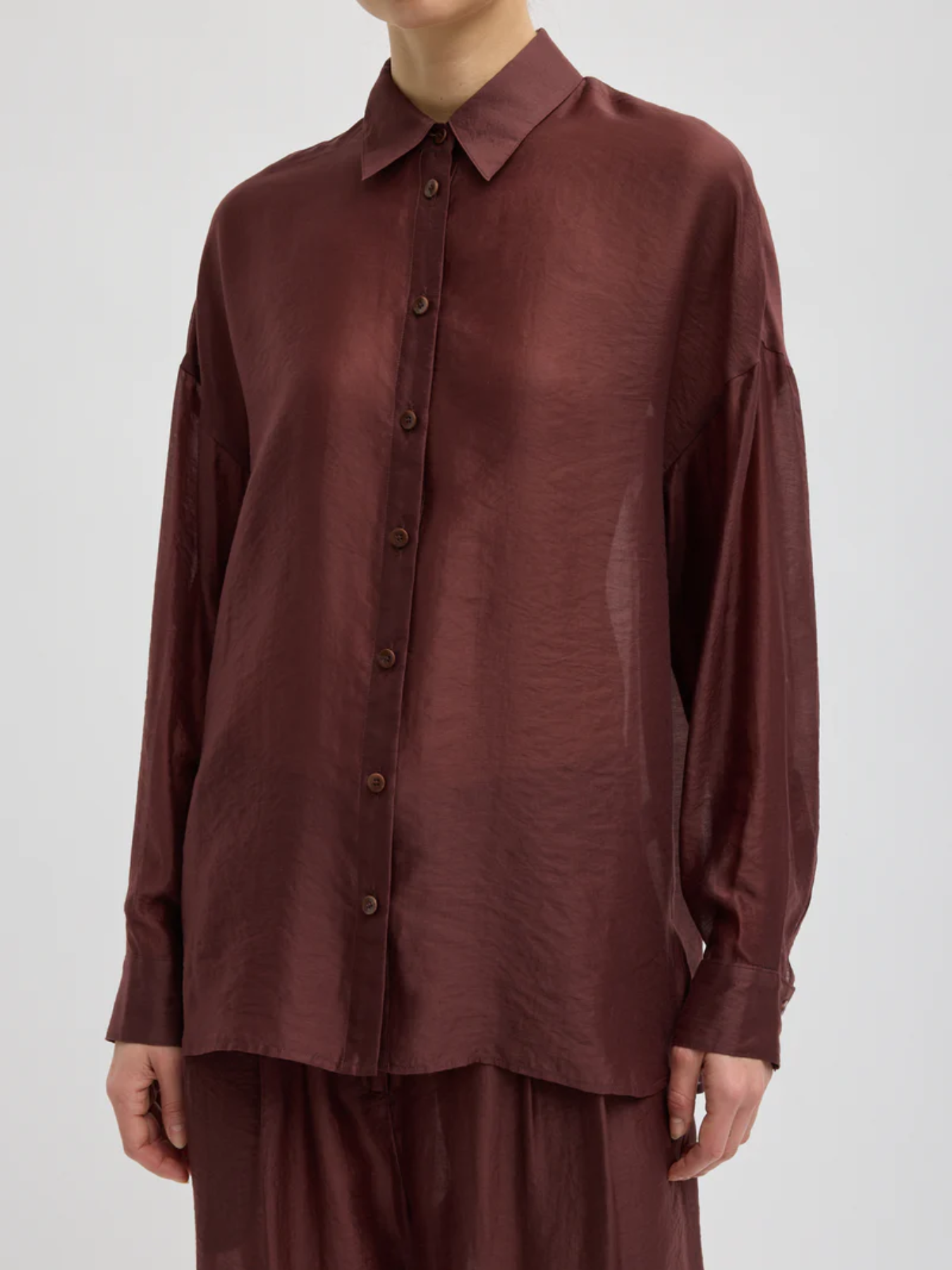 Tibi-Summer Voile Oversized Shirt - Russet Brown-Shirts-Boboli-Vancouver-Canada