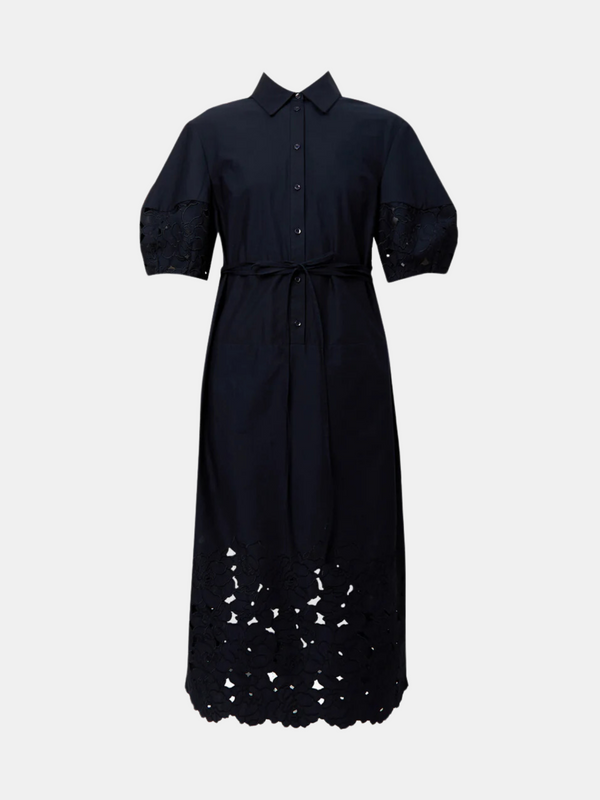 Erdem-Short Sleeve Midi Shirt Dress - Navy-Dresses-UK 08-Boboli-Vancouver-Canada