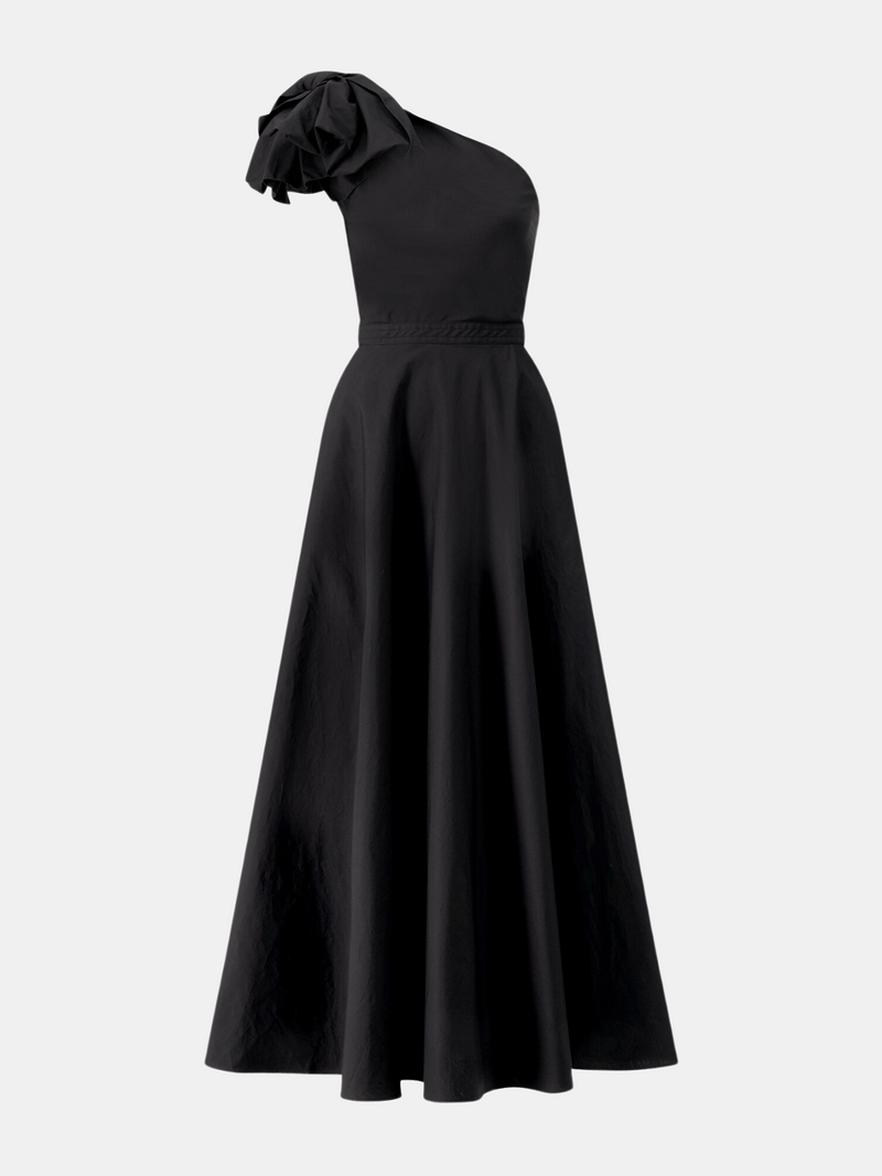 Giambattista Valli-Asymetic Popeline Maxi Dress - Black-Dresses-EU 42-Boboli-Vancouver-Canada
