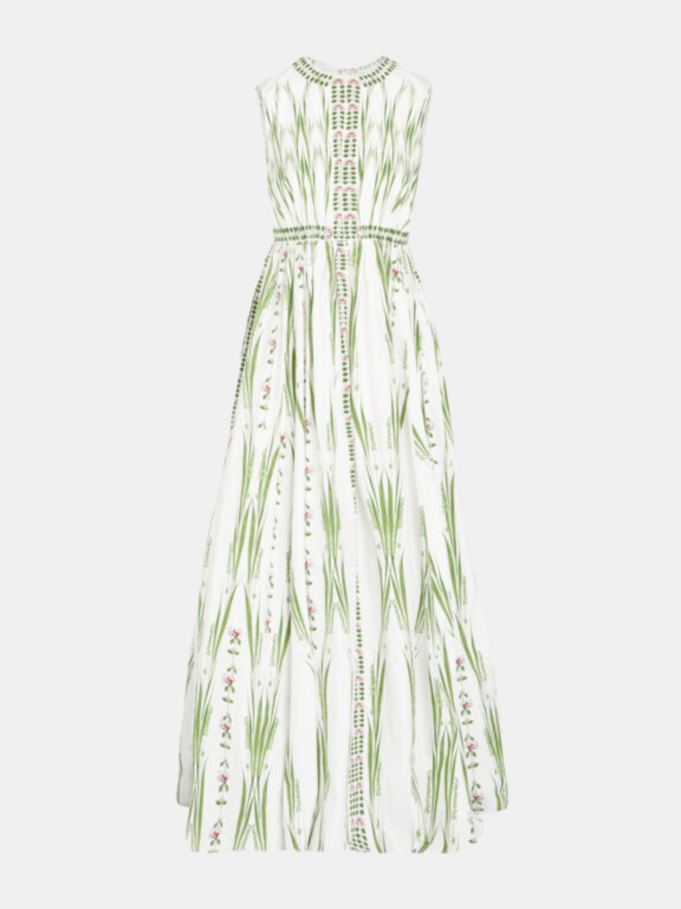 Giambattista Valli-Jardin Du Cap Long Popeline Dress - Ivory/Green-Dresses-EU 40-Boboli-Vancouver-Canada