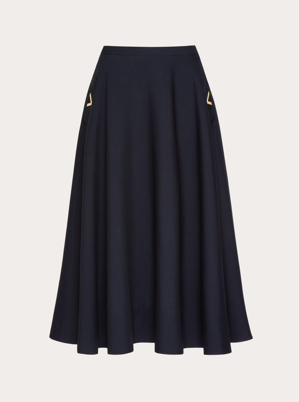 Crepe Couture Solid Skirt - Navy Blue