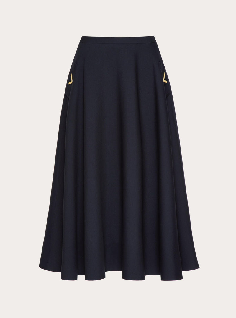 Crepe Couture Solid Skirt - Navy Blue