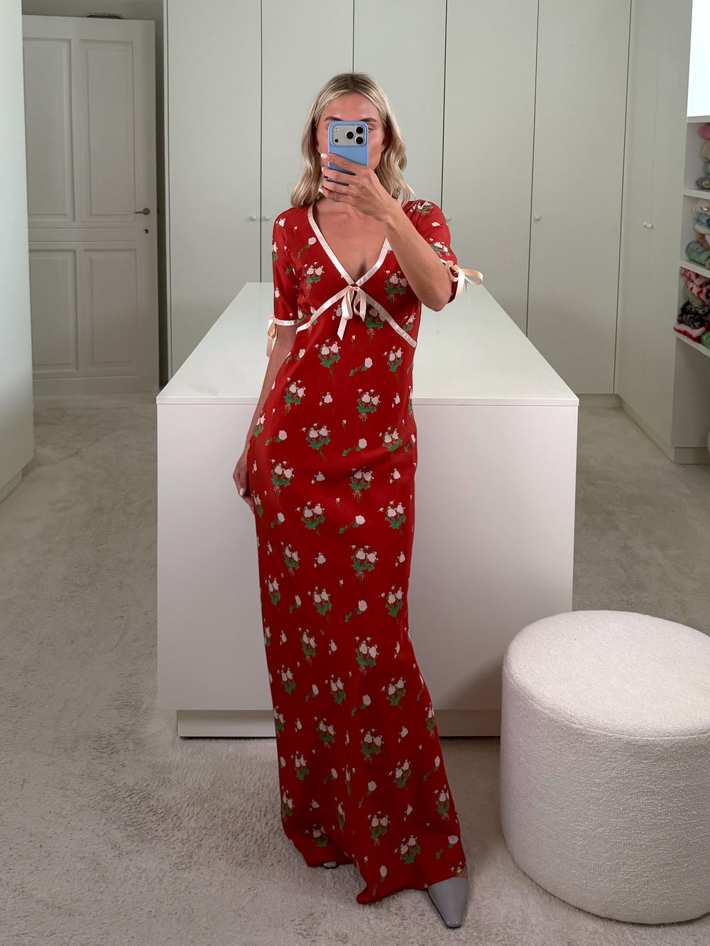 Bernadette-Maya Dress-Lingerie Roses Pink On Red-Dresses-Boboli-Vancouver-Canada