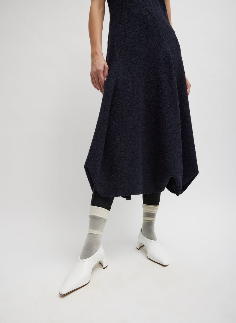 Tibi-Boucle Knit Tank Tucked Dress - Midnight Navy-Dresses-Boboli-Vancouver-Canada