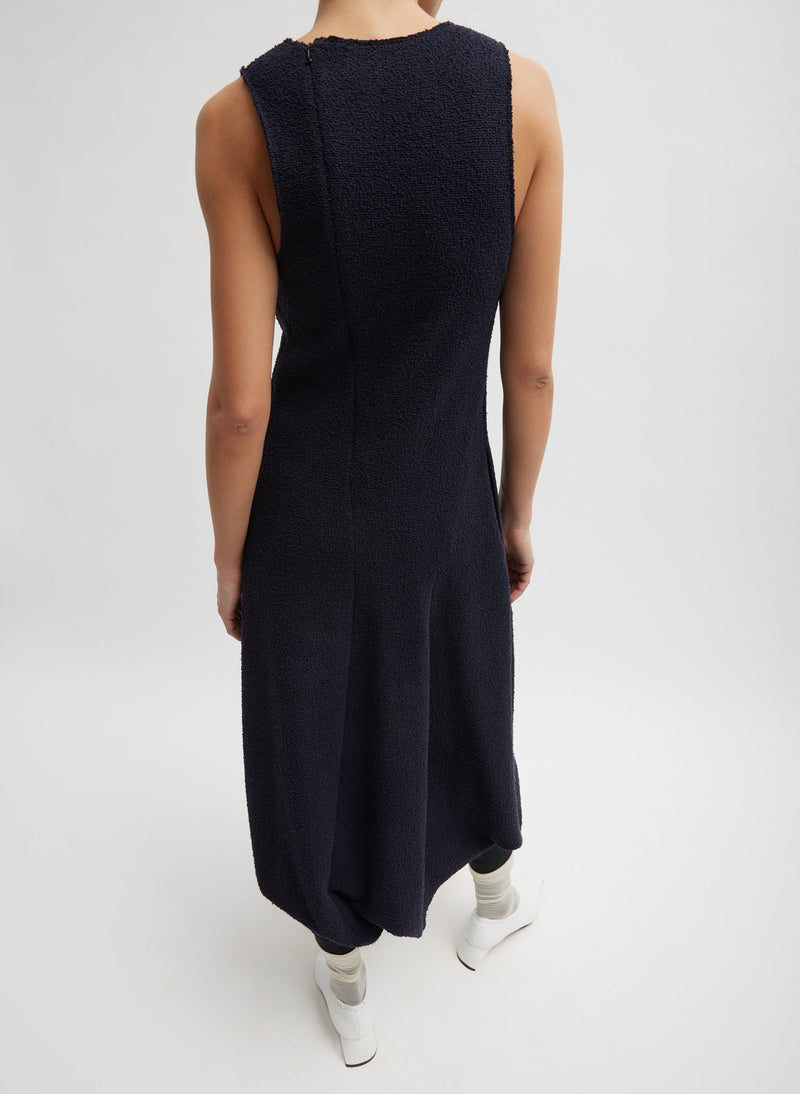 Tibi-Boucle Knit Tank Tucked Dress - Midnight Navy-Dresses-Boboli-Vancouver-Canada