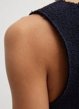 Tibi-Boucle Knit Tank Tucked Dress - Midnight Navy-Dresses-Boboli-Vancouver-Canada