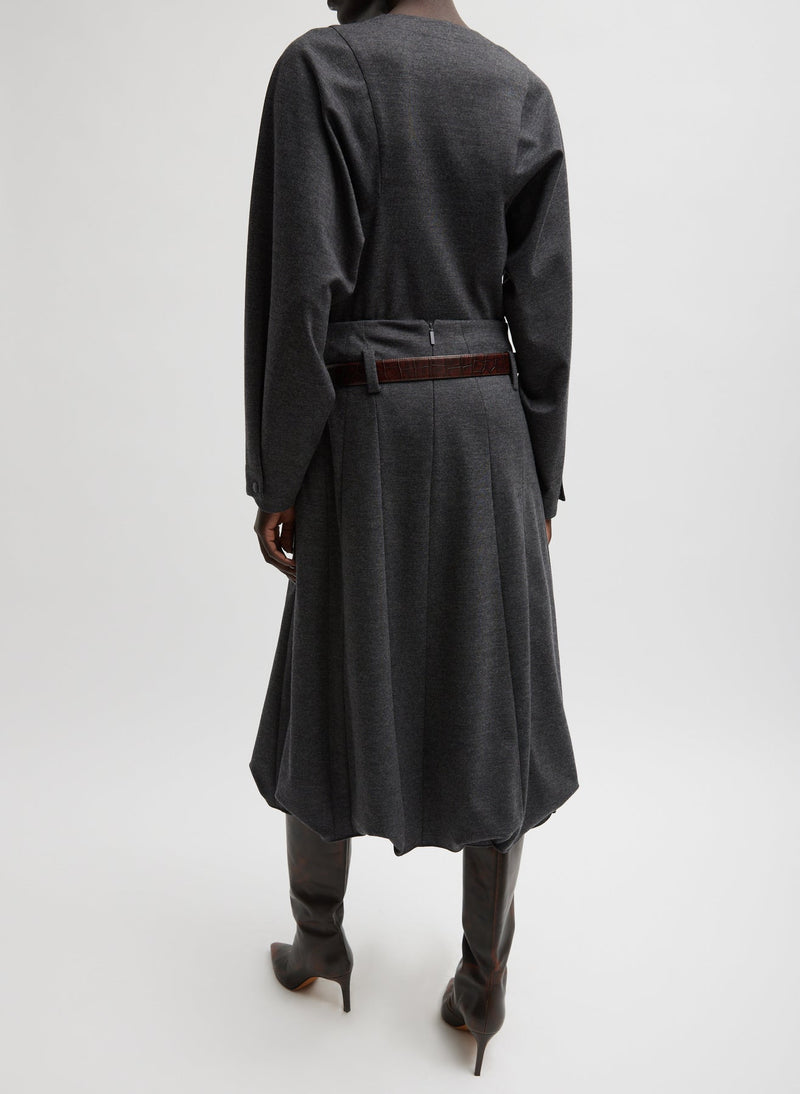 Tibi-Melange Jersey Tucked Panel Skirt - Dark Heather-Skirts-Boboli-Vancouver-Canada