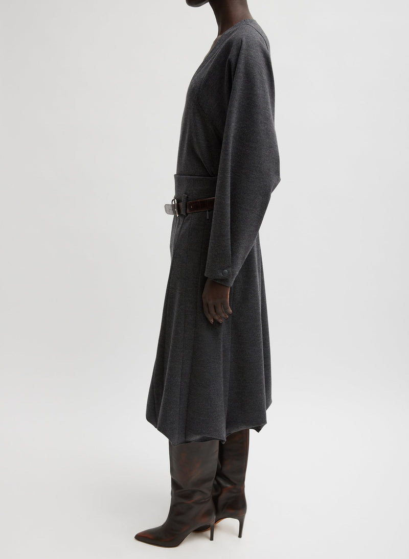 Tibi-Melange Jersey Tucked Panel Skirt - Dark Heather-Skirts-Boboli-Vancouver-Canada