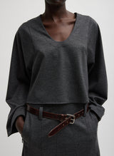 Tibi-Melange Jersey Uneck Top - Dark Heather-Tops-XS-Boboli-Vancouver-Canada