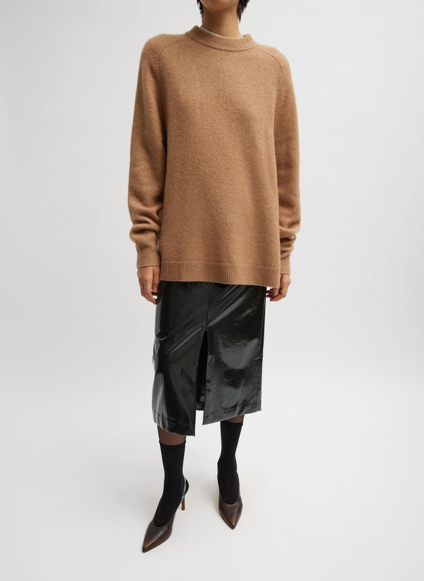 Tibi-Camel Hair Knit Crewneck Pullover - Camel-Sweaters-Boboli-Vancouver-Canada