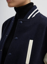 Tibi-Felted Wool Cocoon Varsity Bomber - Navy-Coats-Boboli-Vancouver-Canada