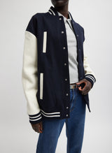 Tibi-Felted Wool Cocoon Varsity Bomber - Navy-Coats-XS-Boboli-Vancouver-Canada