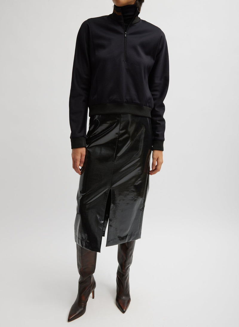 Tibi-Glossed Jersey Pencil Skirt - Black-Skirts-Boboli-Vancouver-Canada