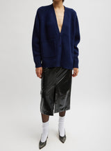 Tibi-Soft Lambswool Half Cardigan - Navy-Cardigans-Boboli-Vancouver-Canada