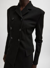 Tibi-Wren Crepe Knit Fitted Blazer - Black-Blazers-Boboli-Vancouver-Canada