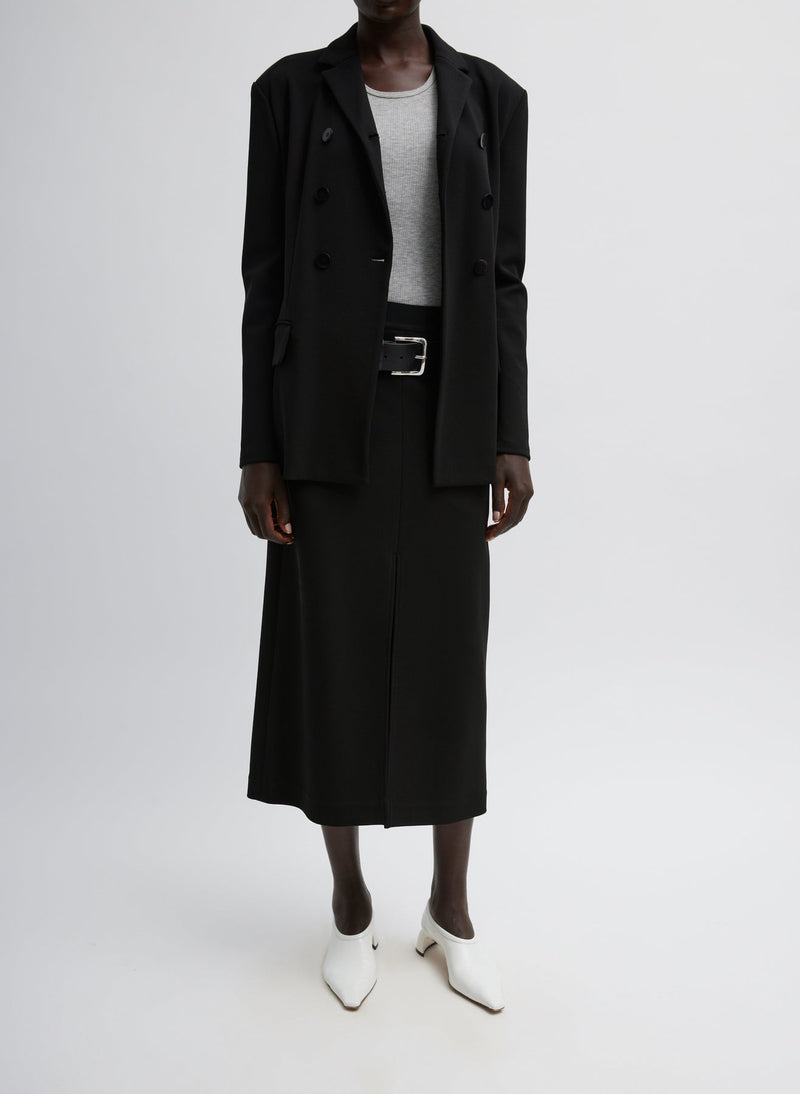 Tibi-Wren Crepe Knit Fitted Blazer - Black-Blazers-Boboli-Vancouver-Canada