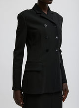 Tibi-Wren Crepe Knit Fitted Blazer - Black-Blazers-Boboli-Vancouver-Canada