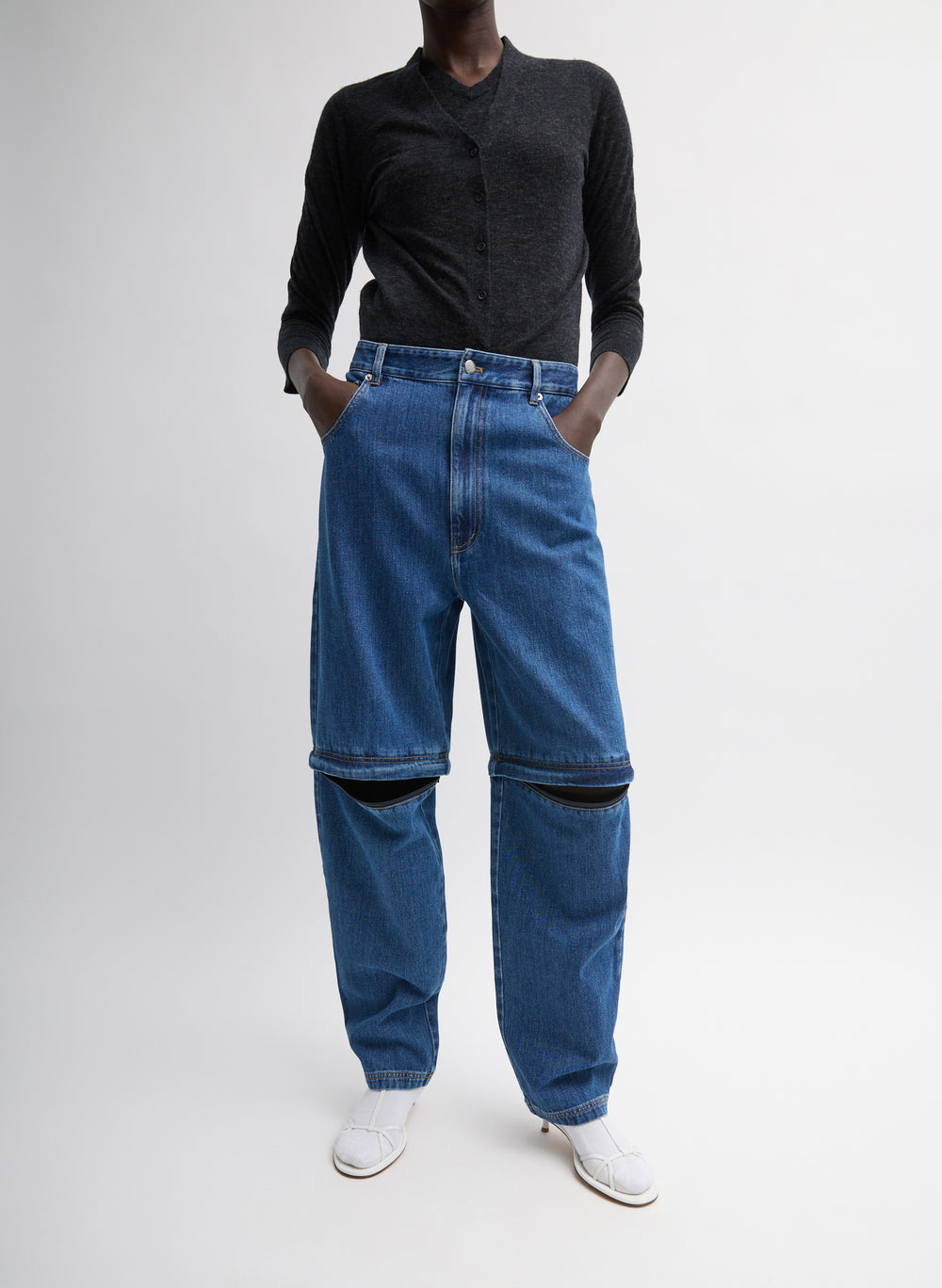 Tibi-Lars Denim Convertible Zip Jean - Classic Blue-Pants-Boboli-Vancouver-Canada