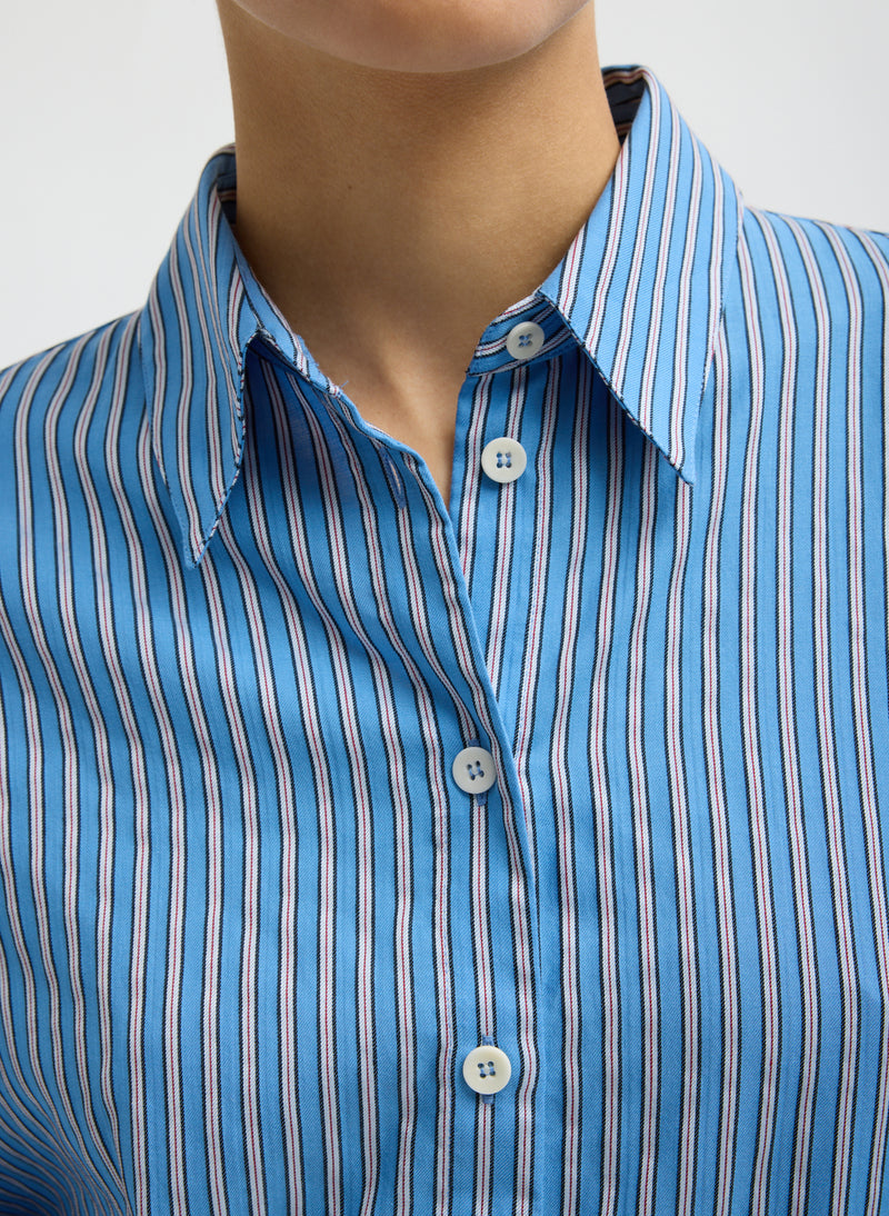Tibi-Edmund Lyocell Stripe Oversized Shirt - Blue Multi-Shirts-Boboli-Vancouver-Canada