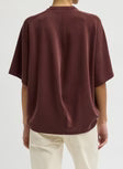Tibi-Feather Weight Viscose Neoprene S/S Baseball T-Shirt - Bordeaux-Shorts-Boboli-Vancouver-Canada