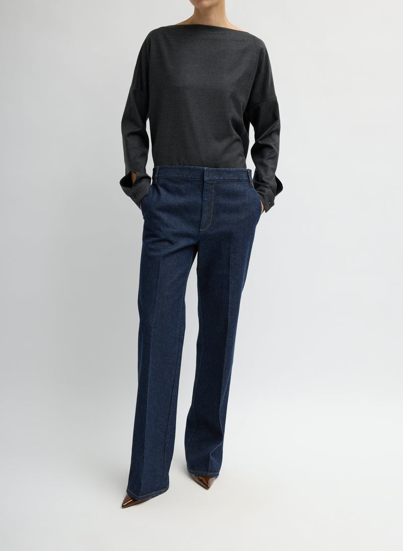 Tibi-Indigo Denim Pat Trouser Jean - Darde Dark Denim-Pants-Boboli-Vancouver-Canada