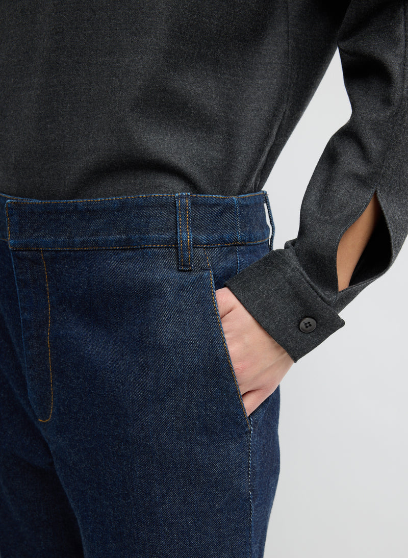 Tibi-Indigo Denim Pat Trouser Jean - Darde Dark Denim-Pants-Boboli-Vancouver-Canada