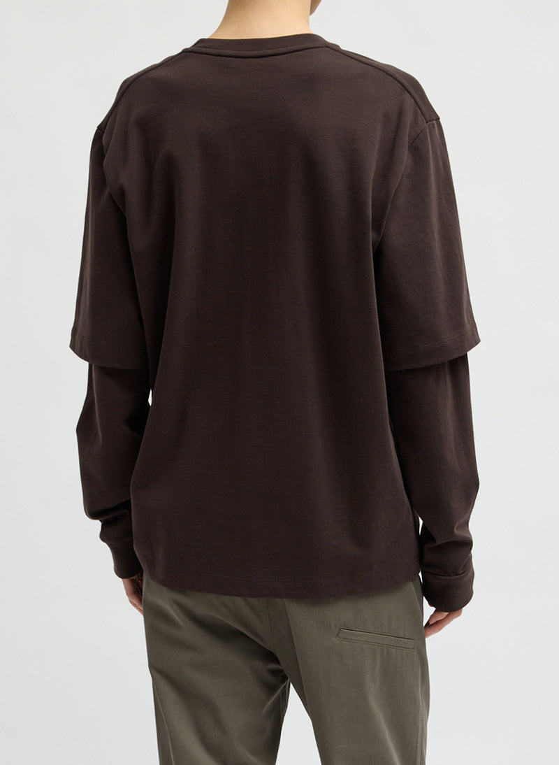Tibi-Perfect T Unisex Double Layer Long Sleeve - Brown-T-Shirts-Boboli-Vancouver-Canada