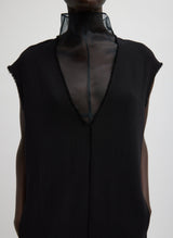 Tibi-Melee Crepe V-Neck Dress - Black-Dresses-Boboli-Vancouver-Canada