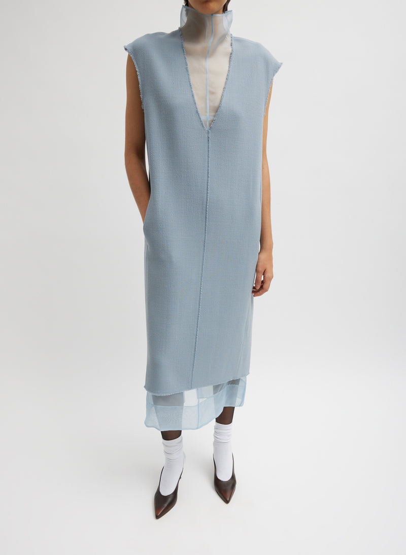 Tibi-Melee Crepe V-Neck Dress - Light Blue-Dresses-Boboli-Vancouver-Canada