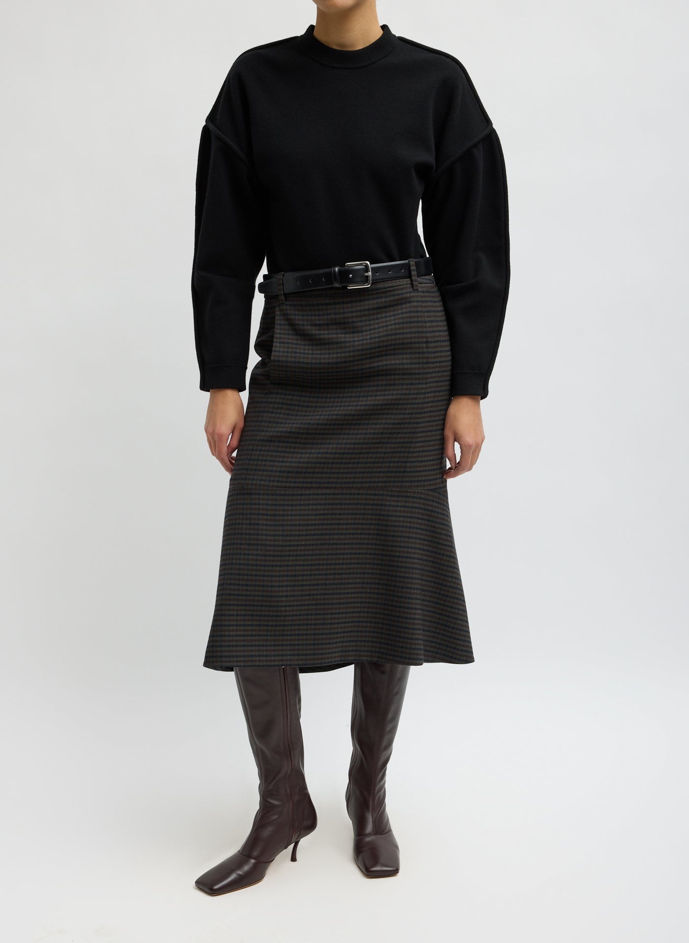 Tibi-Cedric Suiting Detached Zipper Skirt - Grey Multi-Skirts-Boboli-Vancouver-Canada