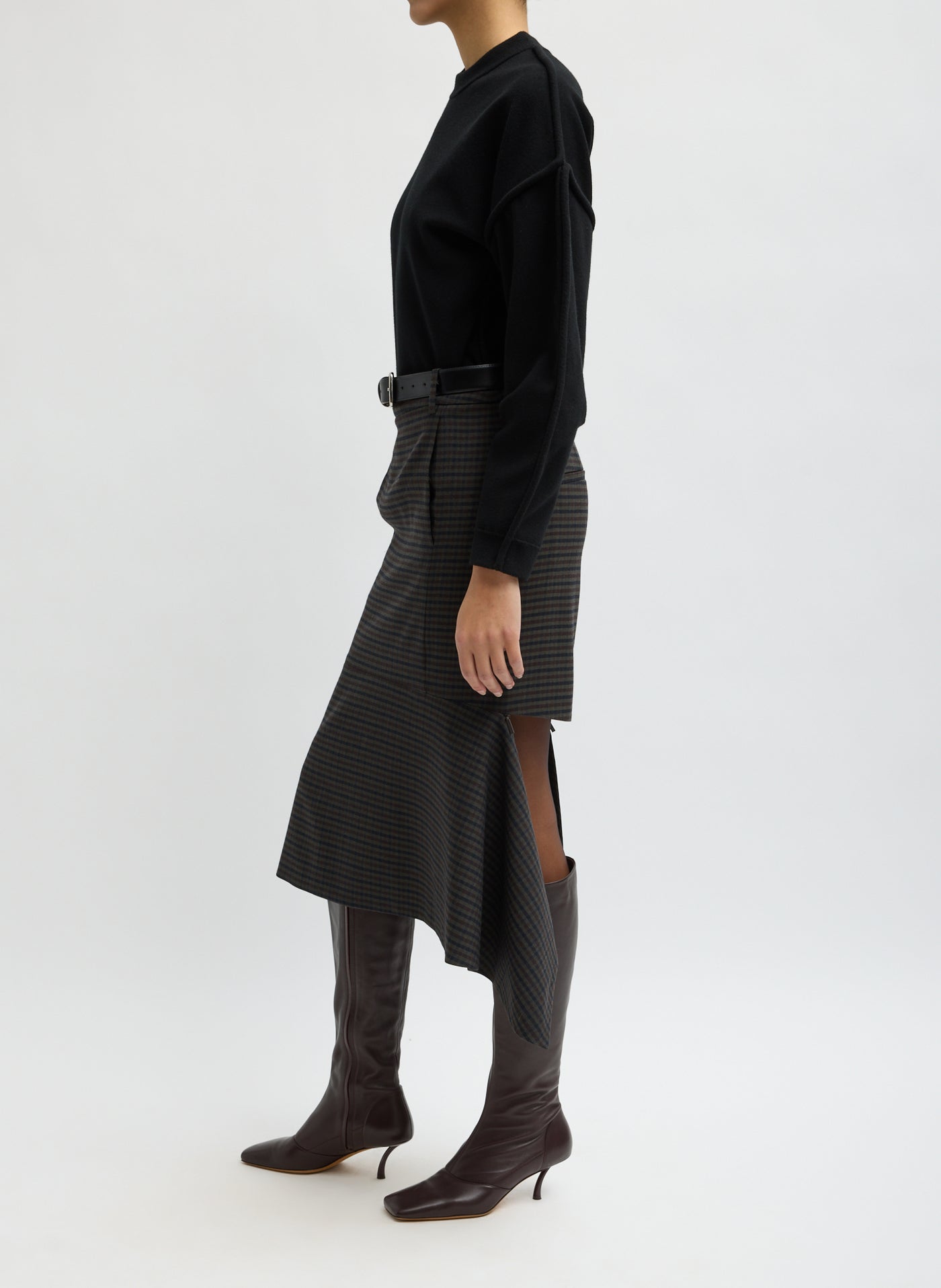 Tibi-Cedric Suiting Detached Zipper Skirt - Grey Multi-Skirts-Boboli-Vancouver-Canada