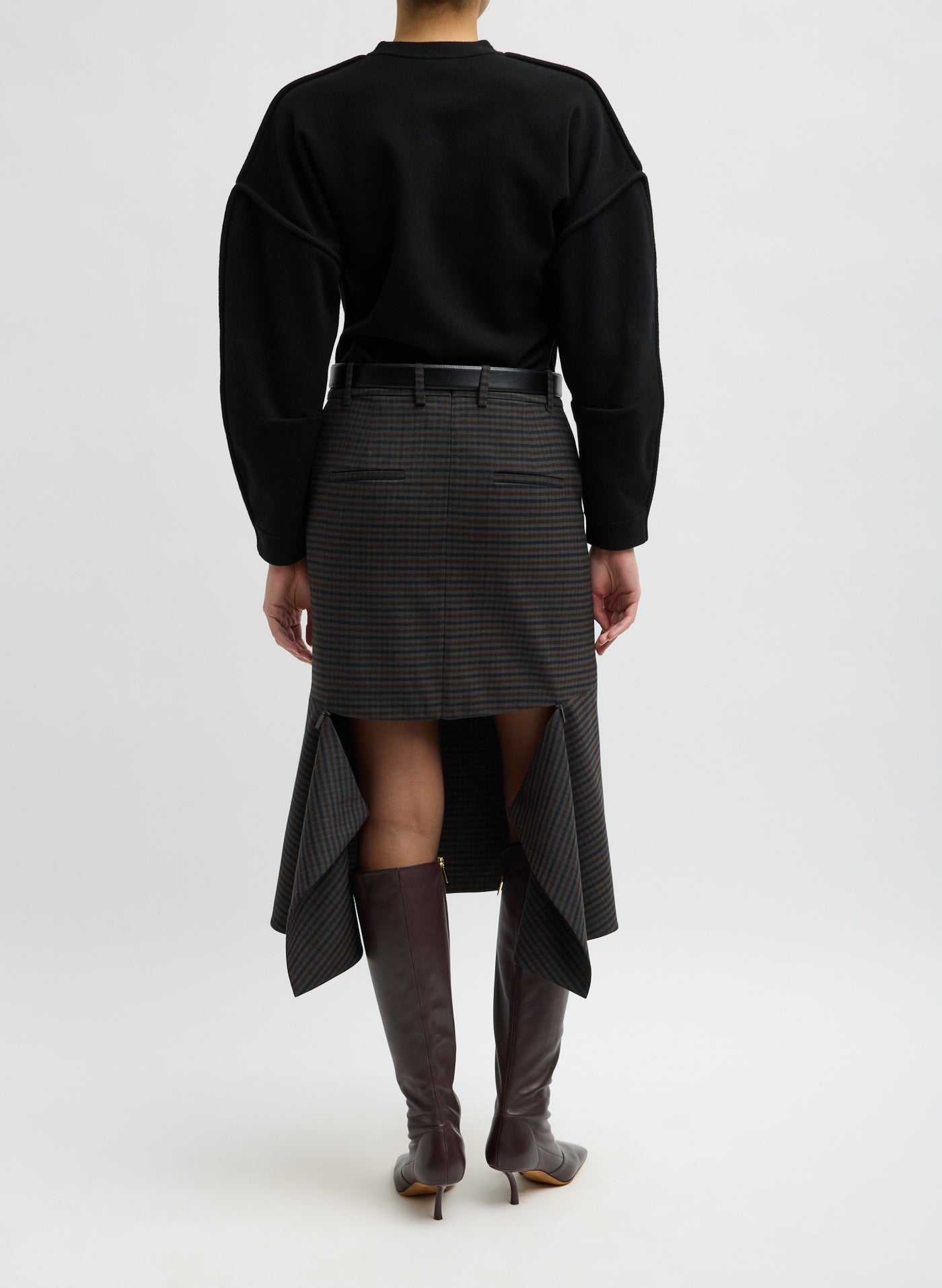 Tibi-Cedric Suiting Detached Zipper Skirt - Grey Multi-Skirts-Boboli-Vancouver-Canada