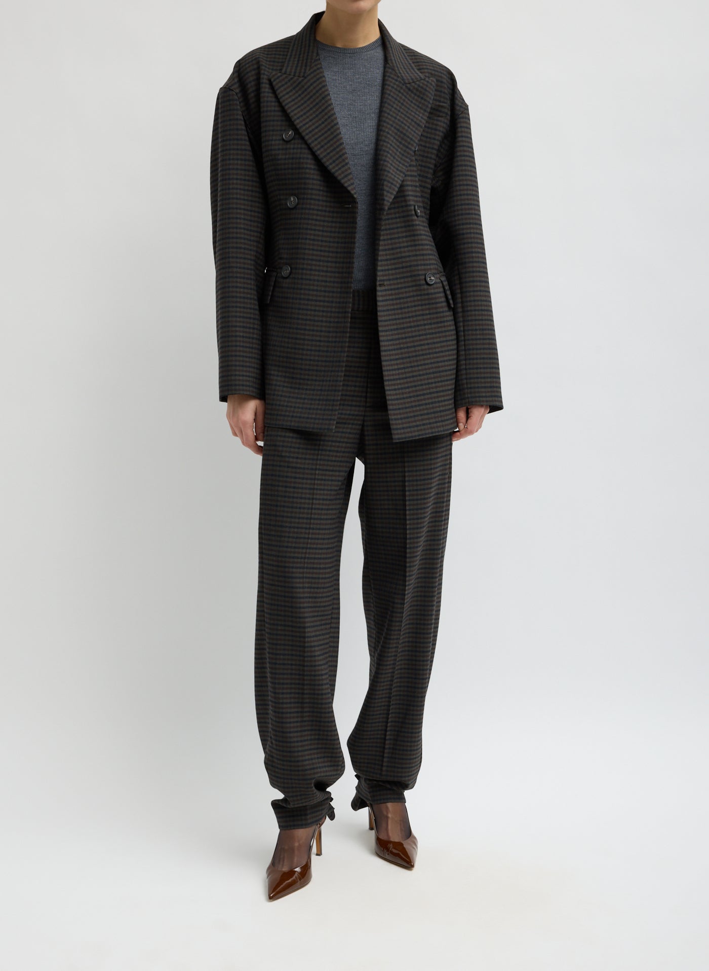 Tibi-Cedric Suiting Sculpted Blazer - Grey Multi-Blazers-Boboli-Vancouver-Canada