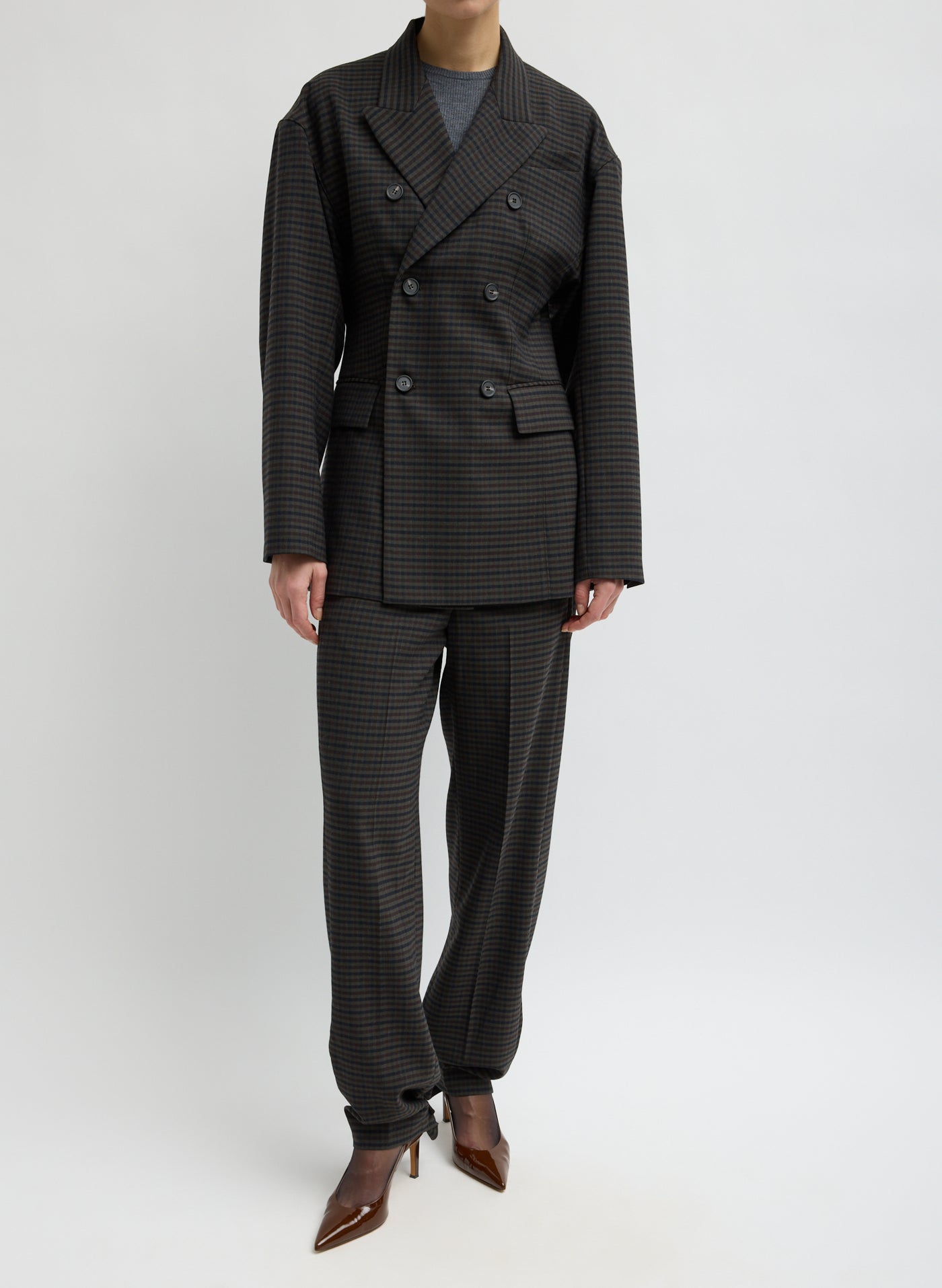 Tibi-Cedric Suiting Sculpted Blazer - Grey Multi-Blazers-Boboli-Vancouver-Canada