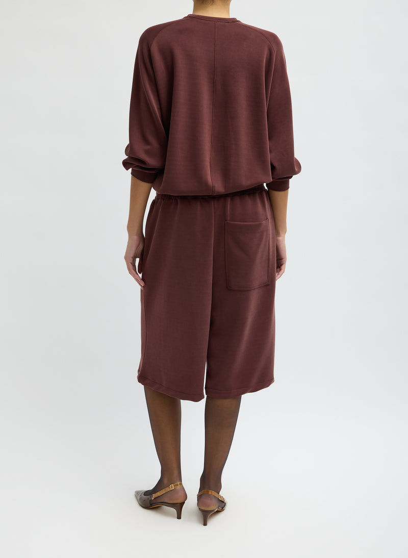 Tibi-Feather Weight Viscose Neoprene Short - Bordeaux-Shorts-Boboli-Vancouver-Canada