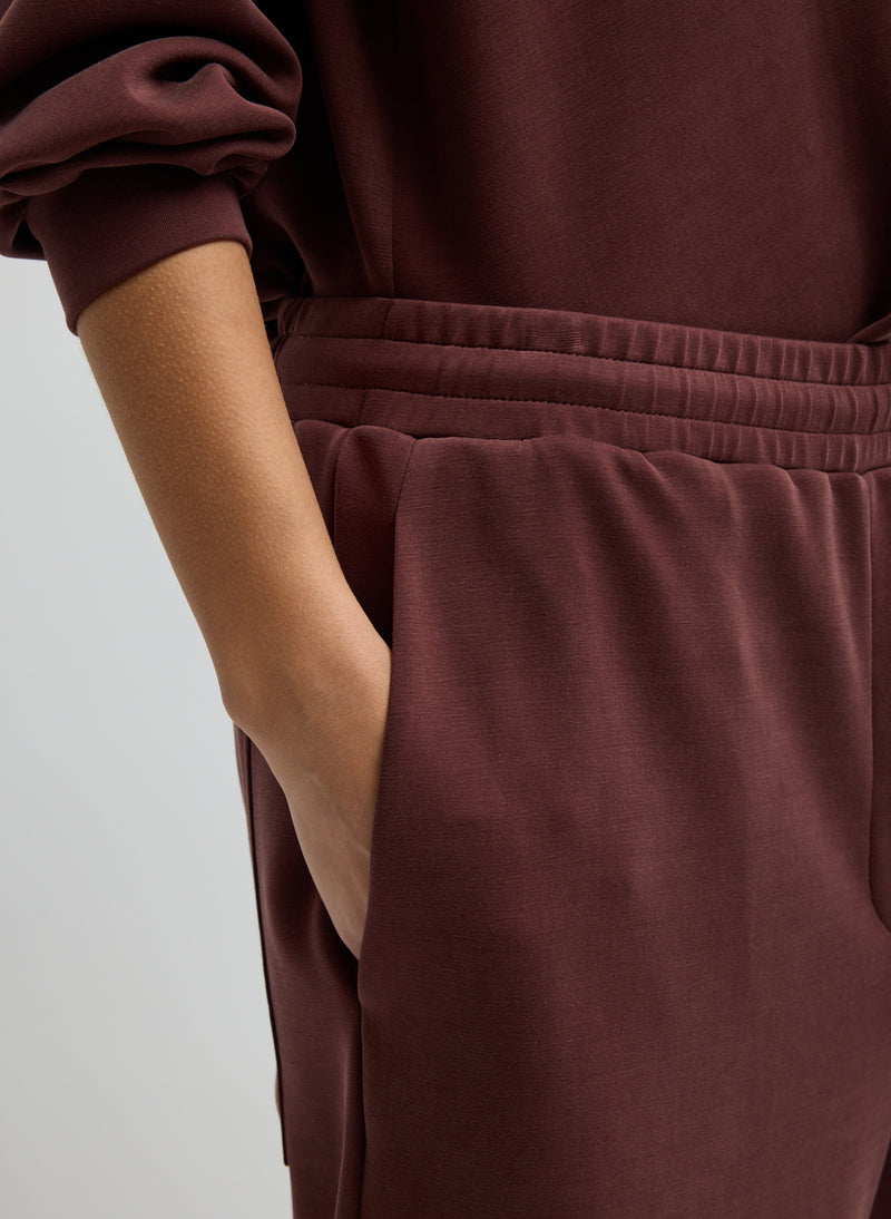 Tibi-Feather Weight Viscose Neoprene Short - Bordeaux-Shorts-Boboli-Vancouver-Canada