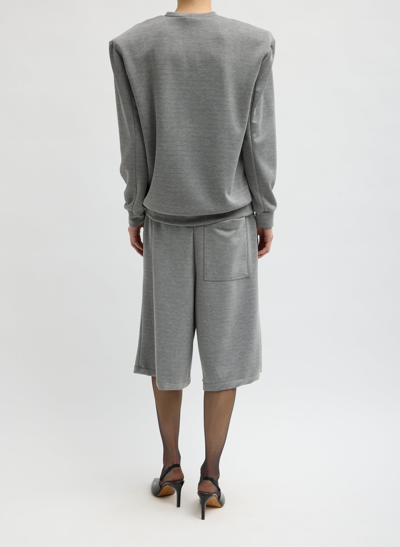 Tibi-Feather Weight Viscose Neoprene Relaxed Short - Grey-Pants-Boboli-Vancouver-Canada