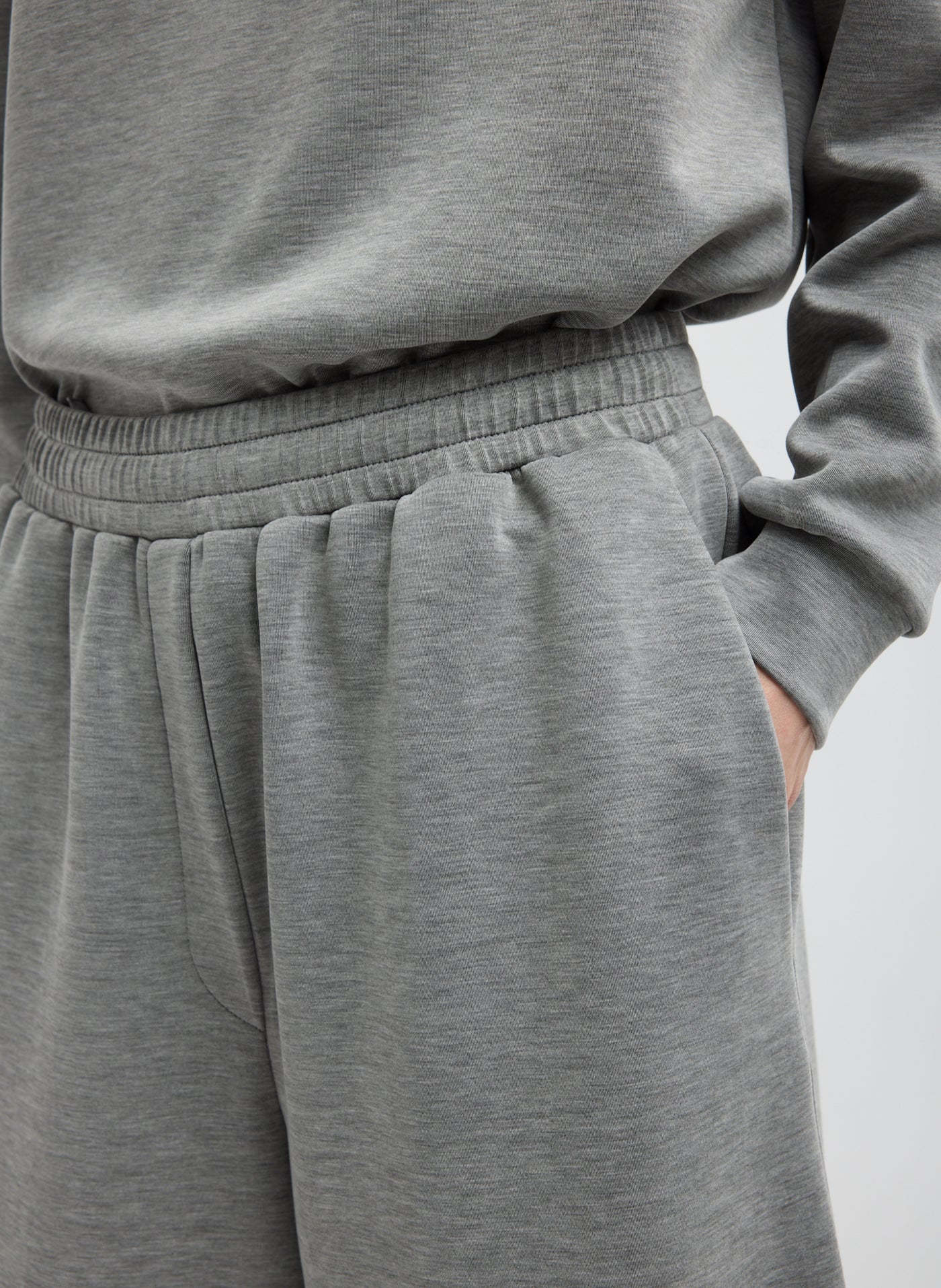 Tibi-Feather Weight Viscose Neoprene Relaxed Short - Grey-Pants-Boboli-Vancouver-Canada