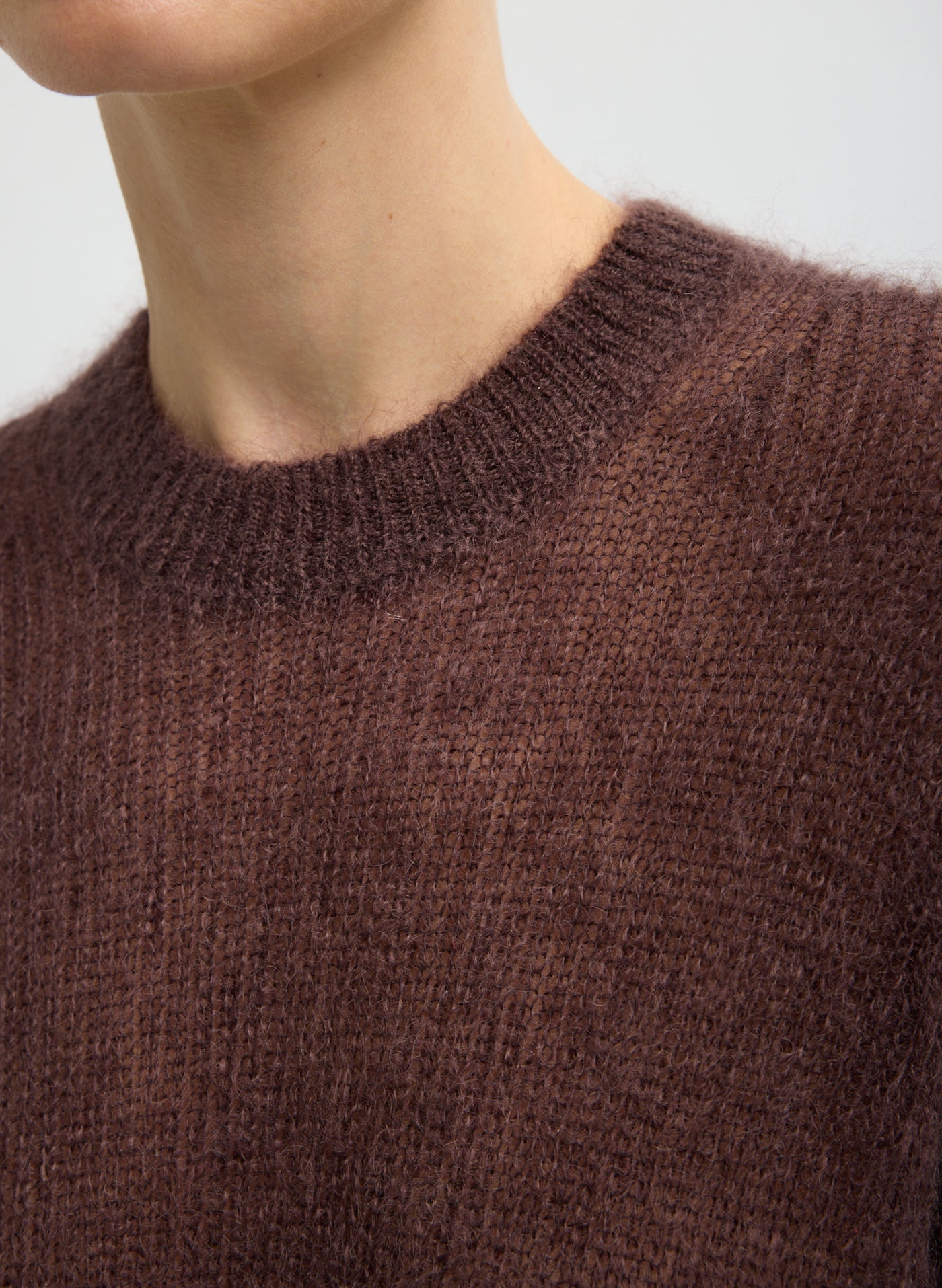 Tibi-Silk Super Kid Mohair Crewneck Easy Pullover - Brown-Sweaters-Boboli-Vancouver-Canada